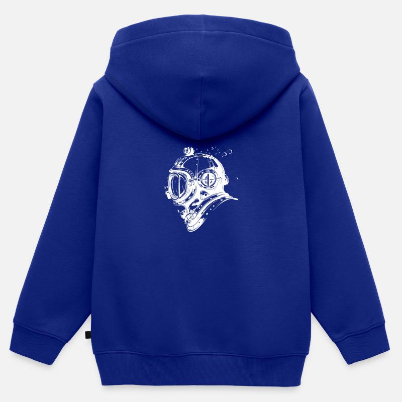 Casque de plongée Apnée de plongée vintage - Sweat Premium à capuche zippé enfant bio - bleu roi