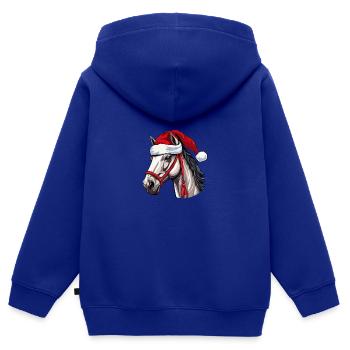 Noël tête de cheval Noël - Sweat Premium à capuche zippé enfant bio - bleu roi - Dos - AI Model Kid Male (0cm)