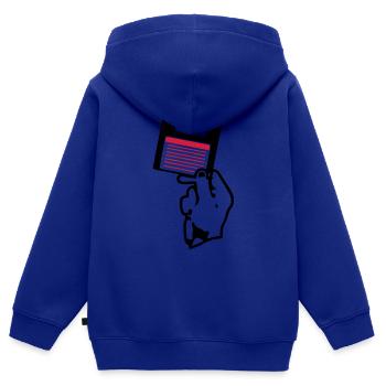 floppy disk scheibe disco hand hand - Kids Premium Organic Zip-up Hoodie - royal blue - Back - AI Model Kid Male (0cm)
