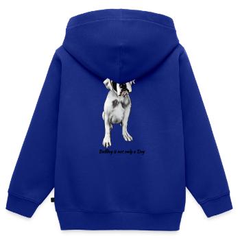 Bulldog - Kinder Premium Organic Zip Hoodie - Royalblau - Hinten - AI Model Kid Male (0cm)