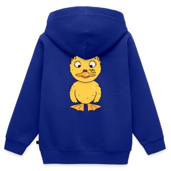 Un petit canard se lie d’amitié avec une coccinelle - Sweat Premium à capuche zippé enfant bio - bleu roi - Dos - AI Model Kid Male (0cm)