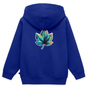 Ahorn Blatt holografisch - Kinder Premium Organic Zip Hoodie - Royalblau - Hinten - AI Model Kid Male (0cm)