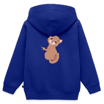 Katze Mittelfinger - Kinder Premium Organic Zip Hoodie - Royalblau - Hinten - AI Model Kid Male (0cm)