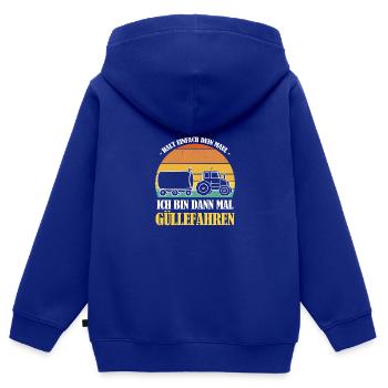 Halt dein Maul Gülle Fahren Landwirtschaft Bauern - Kinder Premium Organic Zip Hoodie - Royalblau - Hinten - AI Model Kid Male (0cm)