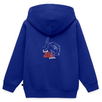 Kois Meilleur Koi Mama jamais Koi - Sweat Premium à capuche zippé enfant bio - bleu roi - Dos - AI Model Kid Male (0cm)