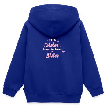 Meine Schwester Hat Das Beste Schwesterzitat - Kinder Premium Organic Zip Hoodie - Royalblau - Hinten - AI Model Kid Male (0cm)
