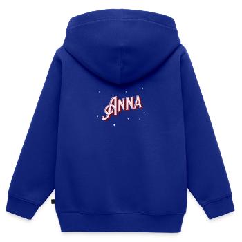 Anna names personalized - Kids Premium Organic Zip-up Hoodie - royal blue - Back - AI Model Kid Male (0cm)