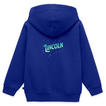 Lincoln Namen personalisiert - Kinder Premium Organic Zip Hoodie - Royalblau - Hinten - AI Model Kid Male (0cm)