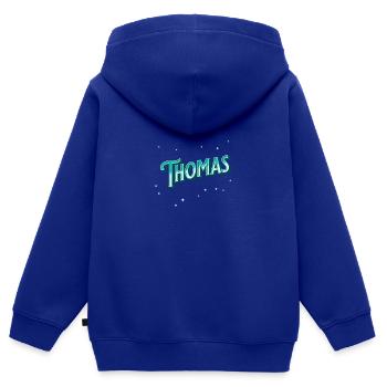 Thomas names personalized - Kids Premium Organic Zip-up Hoodie - royal blue - Back - AI Model Kid Male (0cm)