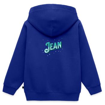 Jean Namen personalisiert - Kinder Premium Organic Zip Hoodie - Royalblau - Hinten - AI Model Kid Male (0cm)