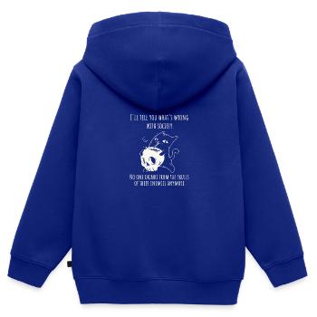 Trink aus dem Schädel deines Feindes Lustige Katze - Kinder Premium Organic Zip Hoodie - Royalblau - Hinten - AI Model Kid Male (0cm)