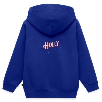 Nom Holly personnalisé - Sweat Premium à capuche zippé enfant bio - bleu roi - Dos - AI Model Kid Male (0cm)