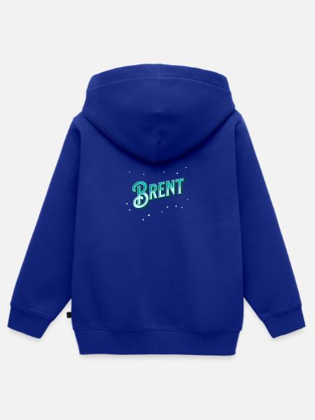 Brent naam gepersonaliseerd - Kinder Premium zip hoodie biologisch - koningsblauw