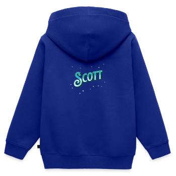 Scott Namen personalisiert - Kinder Premium Organic Zip Hoodie - Royalblau - Hinten - AI Model Kid Male (0cm)