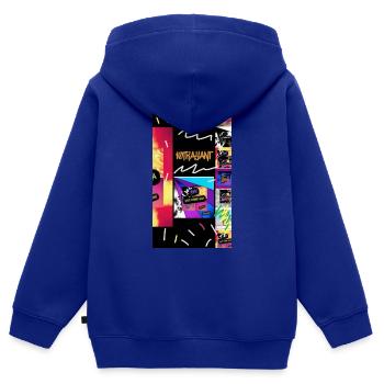 10trayant Style Streetart 4000 - Sweat Premium à capuche zippé enfant bio - bleu roi - Dos - AI Model Kid Male (0cm)