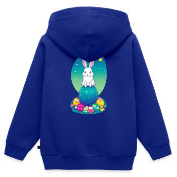 Süßer Osterhase mit seinen bunten Eiern - Kinder Premium Organic Zip Hoodie - Royalblau - Hinten - AI Model Kid Male (0cm)