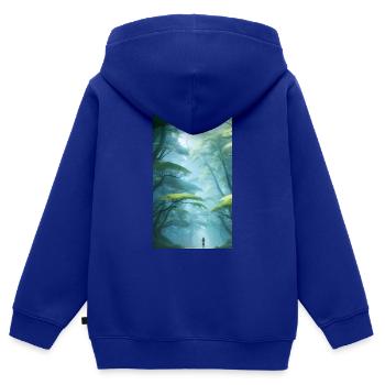 Mystische Waldeuphorie - Kinder Premium Organic Zip Hoodie - Royalblau - Hinten - AI Model Kid Male (0cm)