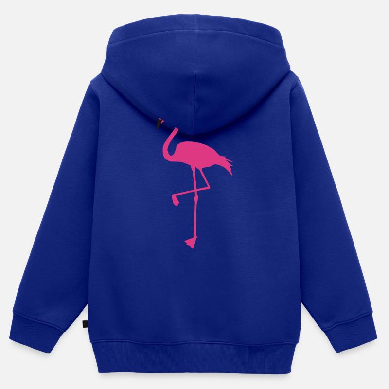 Flamant - Sweat Premium à capuche zippé enfant bio - bleu roi