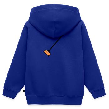 Besen, handgezeichnet. Putzfrau, Müllmann - Kinder Premium Organic Zip Hoodie - Royalblau - Hinten - AI Model Kid Male (0cm)