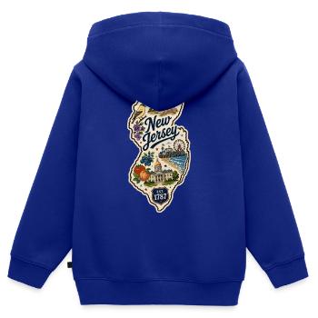 New Jersey Garden State Vintage Travel Sticker - Kids Premium Organic Zip-up Hoodie - royal blue - Back - AI Model Kid Male (0cm)