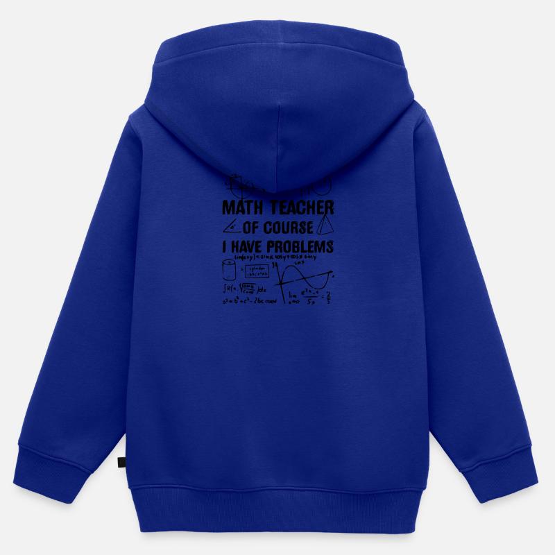 math - Sweat Premium à capuche zippé enfant bio - bleu roi