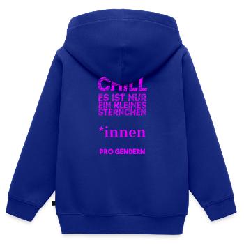 Pro Gendern Geschenkidee Feminismus Gender *innen - Kinder Premium Organic Zip Hoodie - Royalblau - Hinten - AI Model Kid Male (0cm)