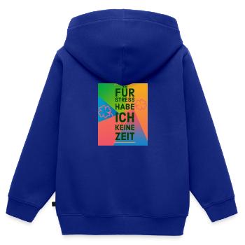 Für stress habe ich keine zeit - Kinder Premium Organic Zip Hoodie - Royalblau - Hinten - AI Model Kid Male (0cm)