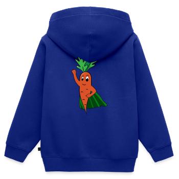 Möhre Superfood Vegan regional Alleskönner - Kinder Premium Organic Zip Hoodie - Royalblau - Hinten - AI Model Kid Male (0cm)