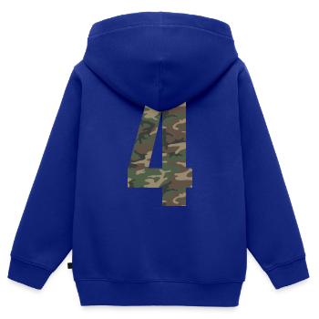 Tough Nummer 4 im Camouflage-Muster! - Kinder Premium Organic Zip Hoodie - Royalblau - Hinten - AI Model Kid Male (0cm)