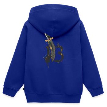 dague numero 13 couteau poignard old school - Sweat Premium à capuche zippé enfant bio - bleu roi - Dos - AI Model Kid Male (0cm)