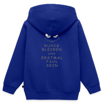 Faul sein - Kinder Premium Organic Zip Hoodie - Royalblau - Hinten - AI Model Kid Male (0cm)