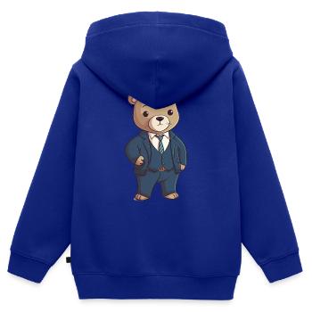 Bär im Anzug - Kinder Premium Organic Zip Hoodie - Royalblau - Hinten - AI Model Kid Male (0cm)