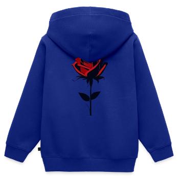 Rote Rose - Kinder Premium Organic Zip Hoodie - Royalblau - Hinten - AI Model Kid Male (0cm)