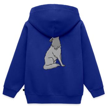 Loup - Sweat Premium à capuche zippé enfant bio - bleu roi - Dos - AI Model Kid Male (0cm)
