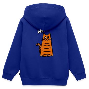 Quoi? Question sur le chat - Sweat Premium à capuche zippé enfant bio - bleu roi - Dos - AI Model Kid Male (0cm)