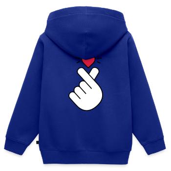 K pop coeur, corée, k pop, musique, symbole, main, pop - Sweat Premium à capuche zippé enfant bio - bleu roi - Dos - AI Model Kid Male (0cm)