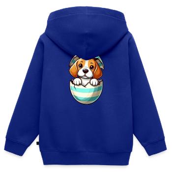 Buntes Beagle-Hund Osterei Schlüpf Design - Kinder Premium Organic Zip Hoodie - Royalblau - Hinten - AI Model Kid Male (0cm)
