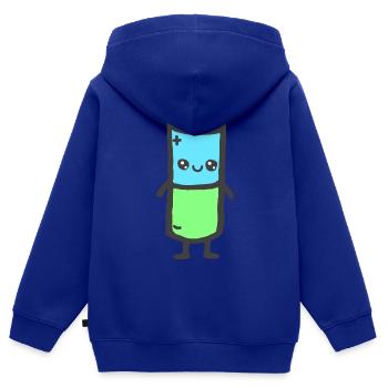 Batterie - Kinder Premium Organic Zip Hoodie - Royalblau - Hinten - AI Model Kid Male (0cm)