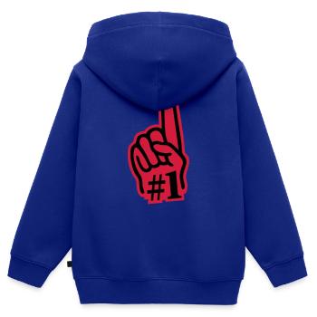 Fan Main (doigt) 02 - Sweat Premium à capuche zippé enfant bio - bleu roi - Dos - AI Model Kid Male (0cm)