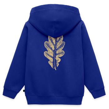 Feuille de chêne - Feuille kaki / Chêne / Arbre - Sweat Premium à capuche zippé enfant bio - bleu roi - Dos - AI Model Kid Male (0cm)