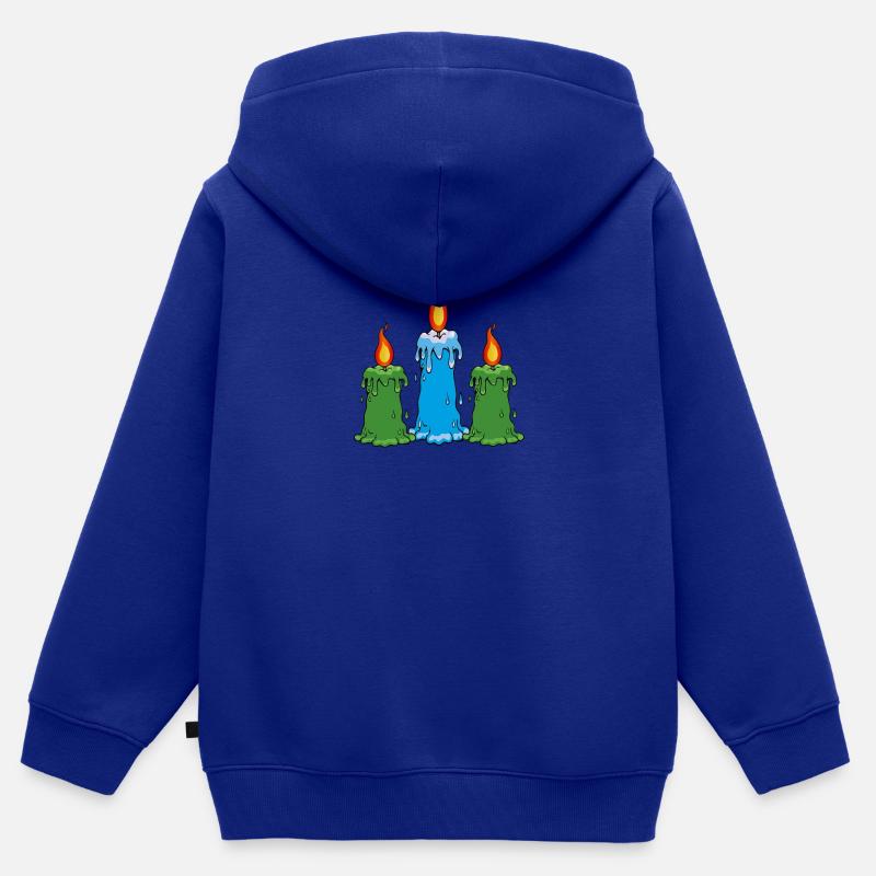 Bougies - Sweat Premium à capuche zippé enfant bio - bleu roi