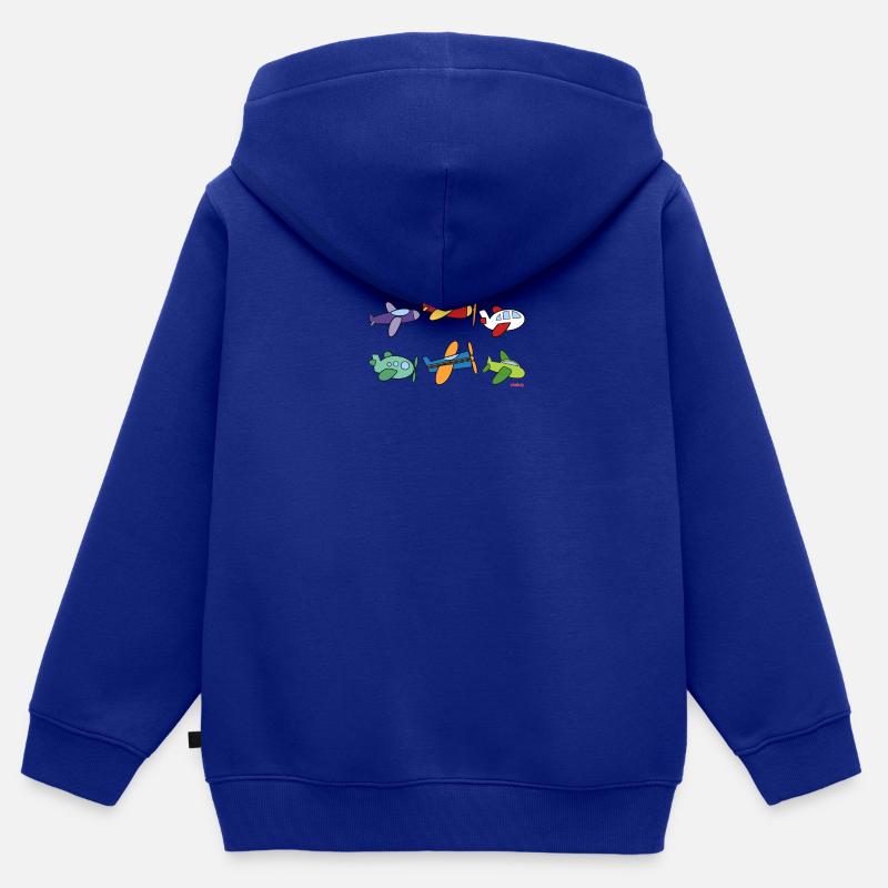 Pilote d'avion Fulgzeug - Sweat Premium à capuche zippé enfant bio - bleu roi