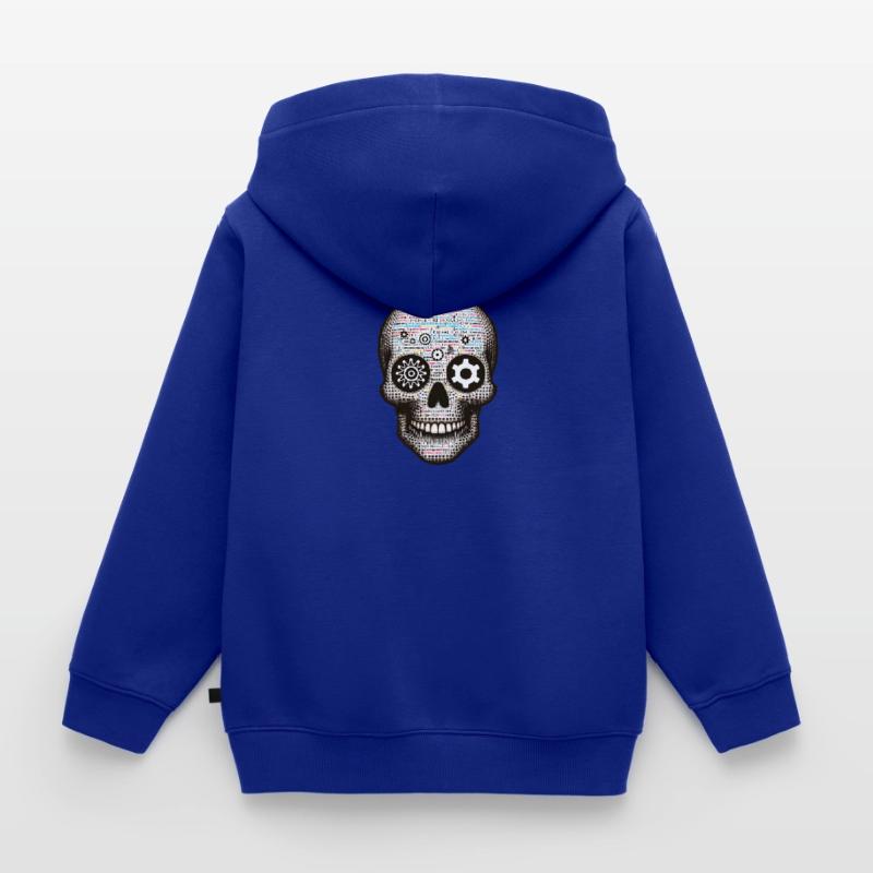 Code Master Skull Tee Programmer's Digital Matrix Kids Premium Organic Zip-up Hoodie