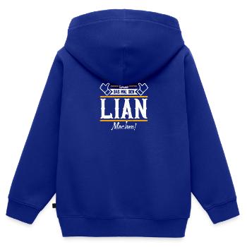 Lian Geschenkidee Geschenk Geburtstag - Kinder Premium Organic Zip Hoodie - Royalblau - Hinten - AI Model Kid Male (0cm)
