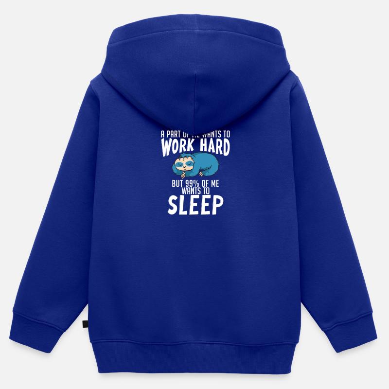 Sloth Lover Sloth Cadeau - Sweat Premium à capuche zippé enfant bio - bleu roi