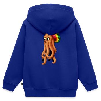 rasta cthuhlu pieuvre - Sweat Premium à capuche zippé enfant bio - bleu roi - Dos - AI Model Kid Male (0cm)