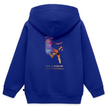 Frauenfußball - Kinder Premium Organic Zip Hoodie - Royalblau - Hinten - AI Model Kid Male (0cm)