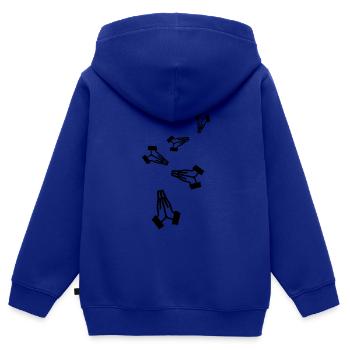 Icône Des mains de prière - Sweat Premium à capuche zippé enfant bio - bleu roi - Dos - AI Model Kid Male (0cm)