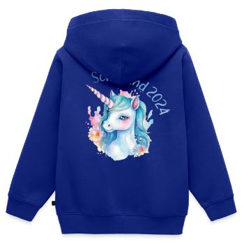 Schulkind 2024 Einhorn Einschulung Schule Schüler - Kinder Premium Organic Zip Hoodie - Royalblau - Hinten - AI Model Kid Male (0cm)