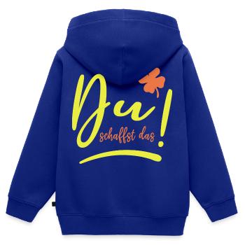 Du schaffst das! - Mut machen - Glücksbringer - Kinder Premium Organic Zip Hoodie - Royalblau - Hinten - AI Model Kid Male (0cm)